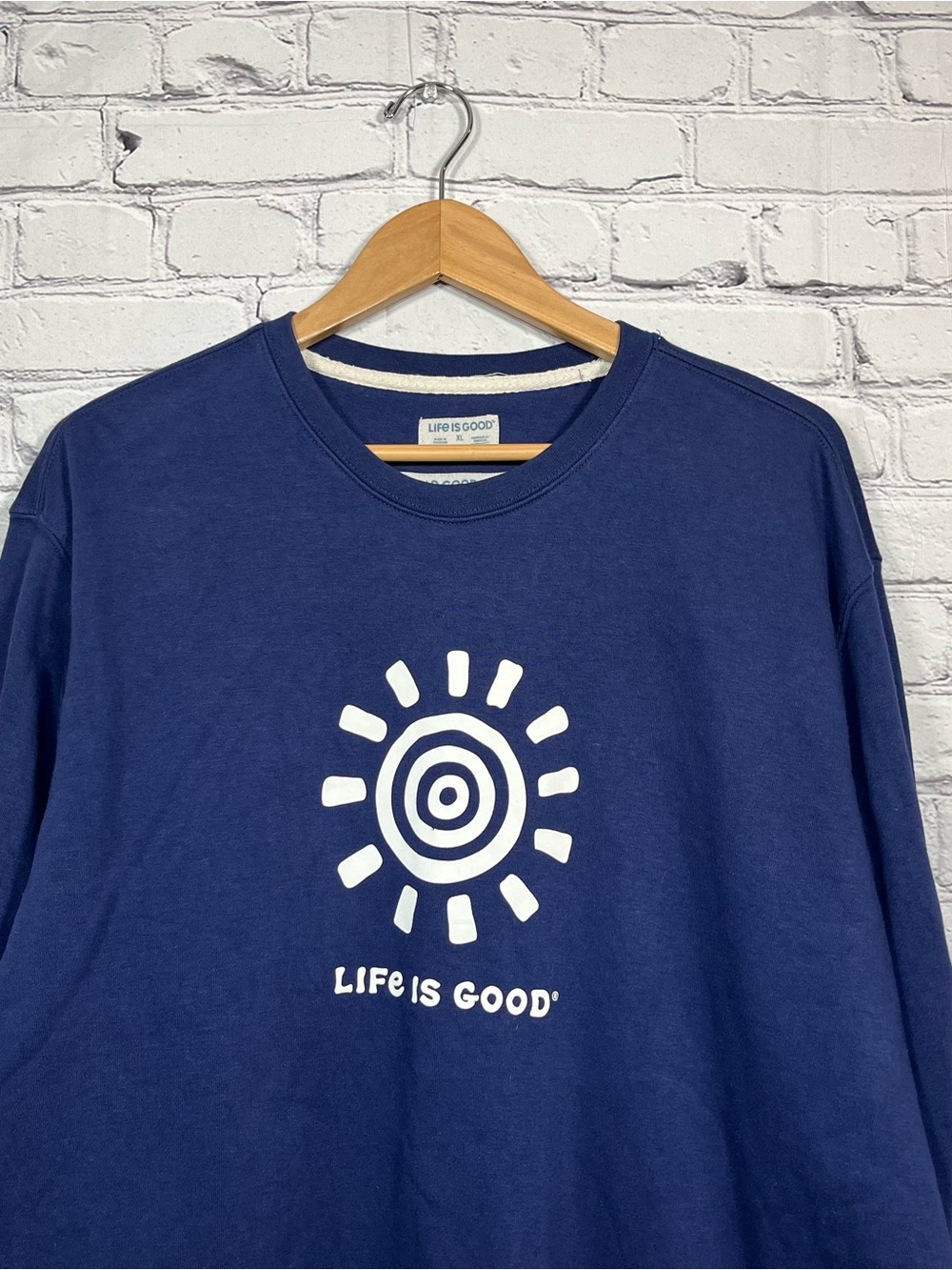 Life Is Good Sweatshirt Womens XL Blue Pullover Fleece Spread Good Vibes - Picture 2 of 14